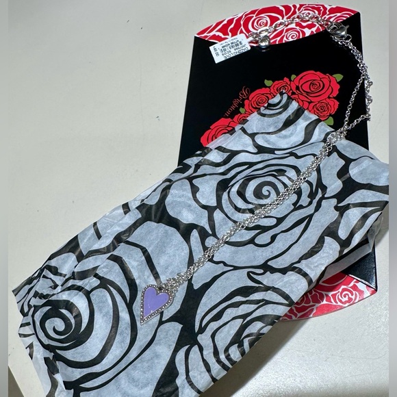 Brighton - BNWT/ tissue/ box -Dazzling Love- Silver/Enamel Purple Heart Necklace - Picture 7 of 9